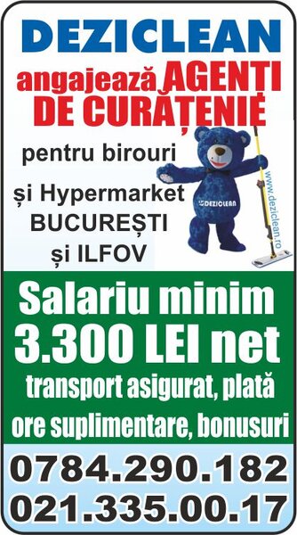 Deziclean angajeaza AGENTI DE CURATENIE
